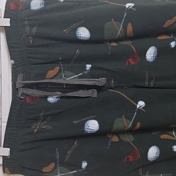Men's Golf Print Fleece Lounge Sleep Pant Large Pockets 1 Button Fly - Picture 1 of 10